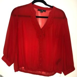 Red sheer top